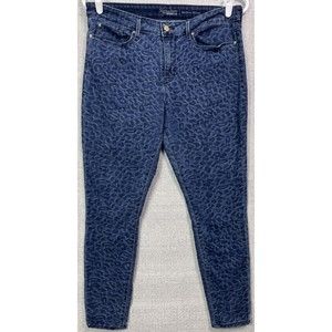 Levis Signature Modern Skinny Womens Denim Jeans Size 16 W33 Blue Leopard Print